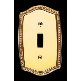 Single Toggle or Dimmer Roped Colonial Switchplate - Solid Brass by Renovator's Supply