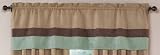 Jacaranda Collection Moss, Camel and Chocolate Micro Suede Curtains Striped Window Valance
