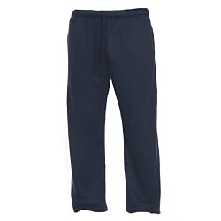 Navy Blue Unisex Lightweight Fleece warmup tie cord cotton pants for lounging, sleep, sports. Unisex relaxed fit,