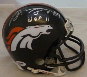 Shannon Sharpe Autographed Denver Broncos Mini Helmet w/HOF 11