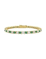 Emerald and Diamond Tennis Bracelet 18K Yellow Gold - 1.00 CT TGW