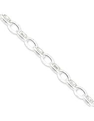 8mm, Sterling Silver, Oval Rolo Chain, 24 inch