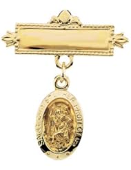 14K Yellow Gold St. Christopher Baptismal Pin