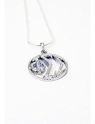 Phi Sigma Sigma Sterling Silver Round Pendant with Lab-created Diamonds