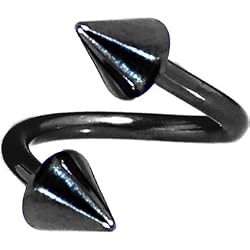 Black Anodized Titanium Spiral Twister Cone Belly Ring