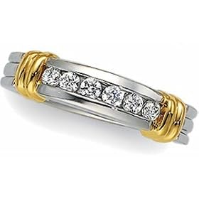 PRE-HOLIDAY SALE!!! 10% OFF Platinum and 18K Yellow Gold Diamond Wedding Band Duo - Lady's Ring - 0.24 Ct.