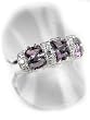 Sterling Silver Amethyst and White CZ Band Ring (Size 6,7,8,9)