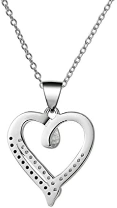 Sylvie® Fine Jewelry Sterling Silver Love Heart Pendant Necklace, 18 inches Valentine Day Gift (Style 1)
