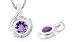 Round Cut Genuine Amethyst Pendant Sterling Silver