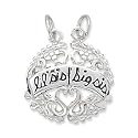 Sterling Silver Charm, 13/16 inch, Lil Sis and Big Sis Break Apart (ZEE-C35418)
