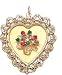 Lace Edge Heart with Flower Basket, 14K Gold Charm