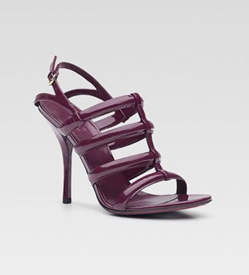 Gucci Graham Patent Leather Sandals (Magenta, 40)