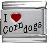 Clearly Charming I Heart Corn Dogs Red Heart Laser Italian Charm