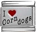 Jewelry : Clearly Charming I Heart Corn Dogs Red Heart Laser Italian Charm