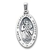 24in Rhodium-plated Large Oval St. Christopher Medal Necklace