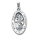 24in Rhodium-plated Large Oval St. Christopher Medal Necklace