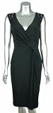 Anne Klein NY Black Jersey Knit V-Neck Beaded Shoulders Dress Misses 8 [Apparel]