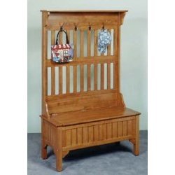 Storage Bench with Coat Rack - Cottage Oak