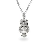 Freshwater Pearl and Sterling Silver Owl Pendant