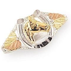 Beautifully Crafted Diamond-cut Sterling-silver Yellow-gold Black Hills Gold Women's Horseshoe Ring