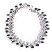 ShalinCraft Anklets Silver Gemstone Hand Engraved Antique Reproduction Indian Style 80.50 Grams 10 inches