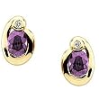 14K Yellow Gold Amethyst and Diamond Earrings