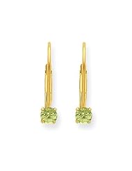 MadiK® 14k Yellow Gold Genuine Peridot August Birthstone Leverback Earrings