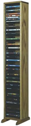 Cdracks Media Furniture Solid Oak Tower for DVD Capacity 64 DVD's Honey Finish (Individual Locking Slots)