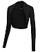 Doublju Womens Long Sleeve Ruched Bolero Shrug Open Cardigan