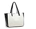 Caixia Women's Faux Leather Black White Splicing Tote Bag Small Size