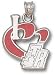 Toronto Raptors Solid Sterling Silver ''I Heart'' Logo 3/4'' Enamel Pendant