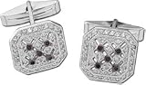 White and Black Cubic Zironia Cuff Links