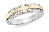 1/10 Carat Diamond 14K Two Tone Gold Cross Motif Ring