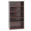 BW Wood Veneer Series Five-Shelf Bookcase, 35-5/8w x 13d x 66h, Mahogany