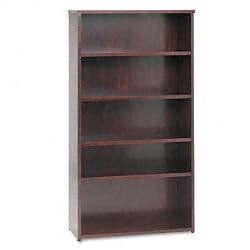 Five-Shelf Bookcase, Rich Wood Veneer, Mahogany, 36w x 13d x 66h (BSXBW2193NN)