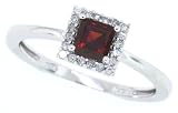 0.48ct Princess Cut Garnet and Diamond Ring in 10Kt White Gold
