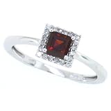 0.48ct Princess Cut Garnet and Diamond Ring in 10Kt White Gold