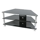 Plasma & LCD Glass Stand Up to 42inch - Black Glass & Chrome TV Stand