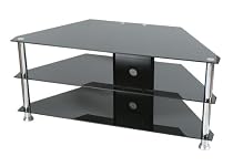 Plasma & LCD Glass Stand Up to 42" - Black Glass & Chrome Stand