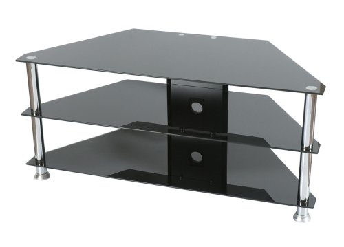 Plasma & LCD Glass Stand Up to 42 - Black Glass & Chrome Stand