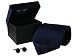 Solid Navy Blue Striped Silk Necktie & Cufflinks