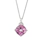 14K White Gold Pink Topaz & Diamond Necklace