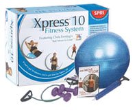 SPRI X10-R Xpress10 Min Weight Loss Kit with DVD, Green Xertube, 2lb Hand Weights, 65cm Ball and Pump