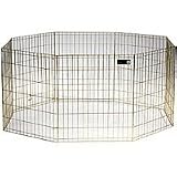 MidWest Gold Zinc Finish 8 Panel Exercise Pen with Step Thru Door (each panel is 24W x 24H ( in inches ) - 8 panel)