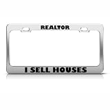 Realtor I Sell Houses Career license plate frame Stainless Metal Tag Holder