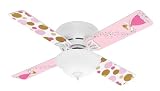 Hunter Fan 25707 Low Profile IV Plus Ceiling Fan, White with Princess Fairy/Polka Dots Blades