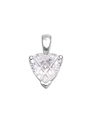 Sterling Silver Invisible Cut Clear CZ Heart Pendant Love Charm Pure 925 New 8mm with 1.2mm Rope Chain