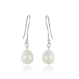 Sterling Silver Baroque Freshwater Cultured White Pearl Earrings