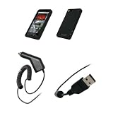 Motorola Droid X MB810 – Premium Black Soft Silicone Gel Skin Cover Case + Rapid Car Charger + USB Data Sync Charge Cable for Motorola Droid X MB810