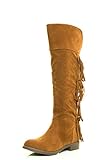 Adriana Womens Almond Toe Western Fringe Low Heel Over Knee Thigh Riding Boot 8.5 Rust